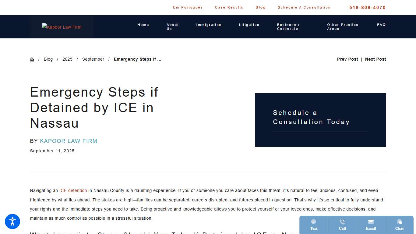 Emergency Steps if Detained by ICE in Nassau | Kapoor Law Firm